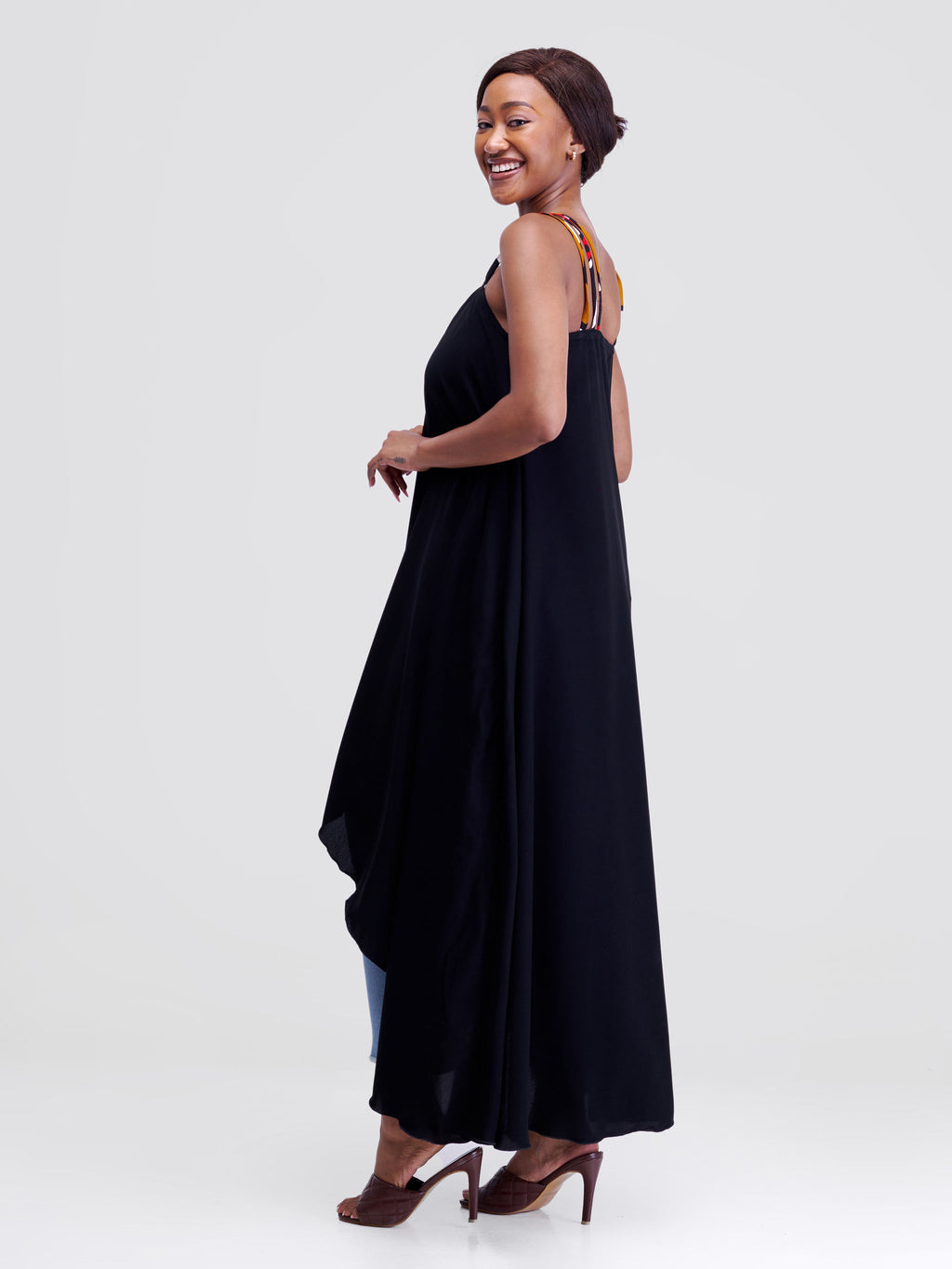 Triple Strap Flowy Top - Black