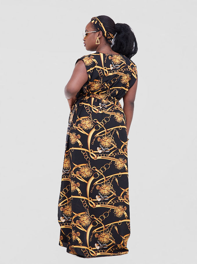 Gilded Chain Seaside Drape - Black Print