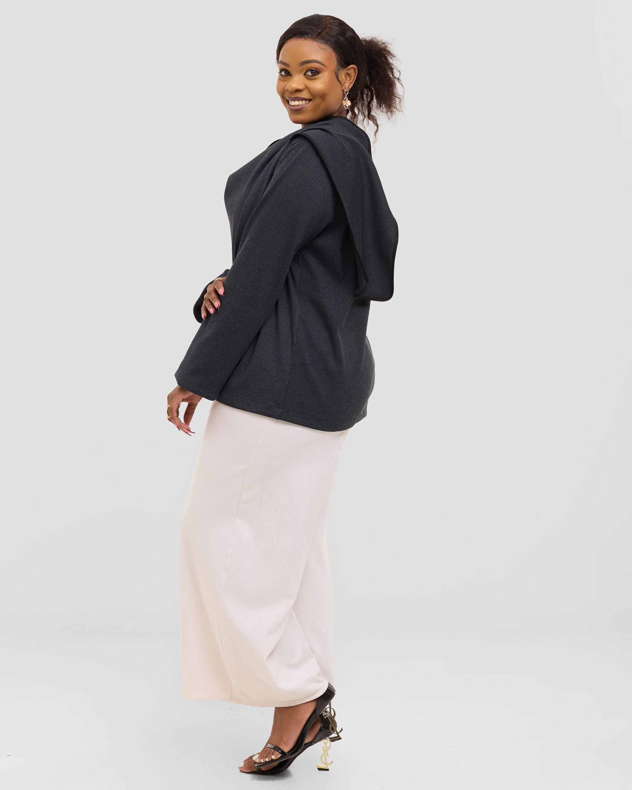 Vector Asymmetric Cardigan- Charcoal Grey