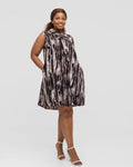 Liquid Scarf Mini Dress - Espresso Fracture