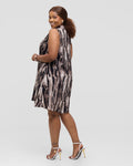 Liquid Scarf Mini Dress - Espresso Fracture