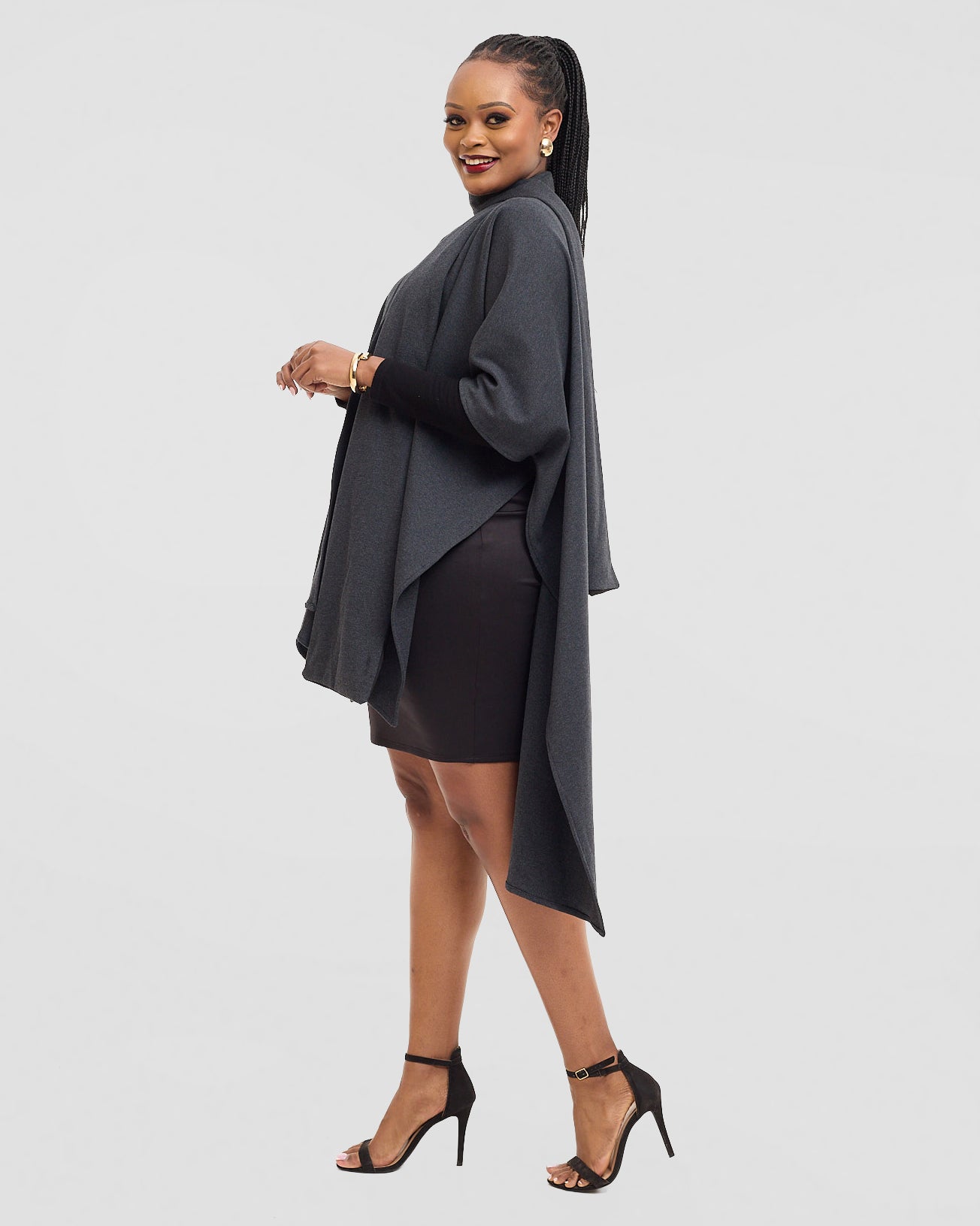 The Kinetic Scarf Poncho- Charcoal Grey