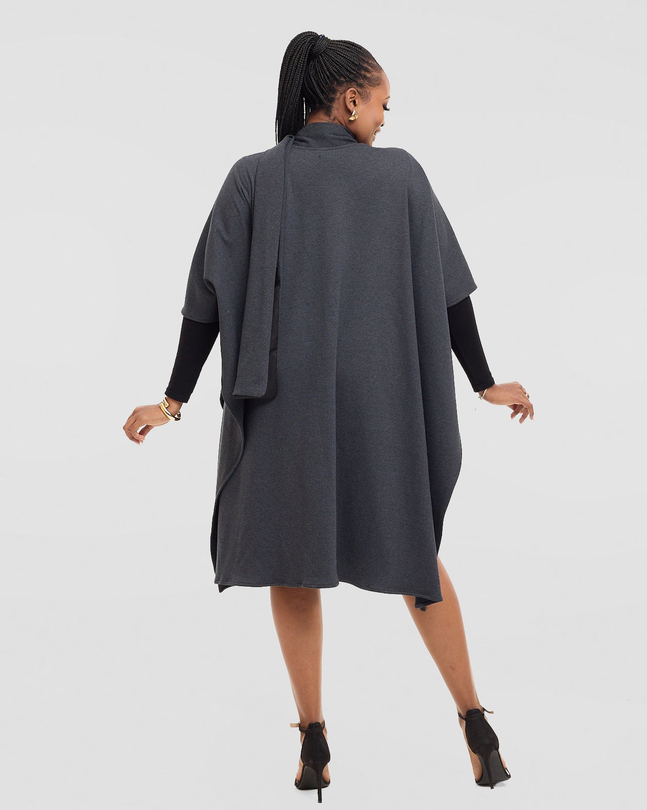 The Kinetic Scarf Poncho- Charcoal Grey