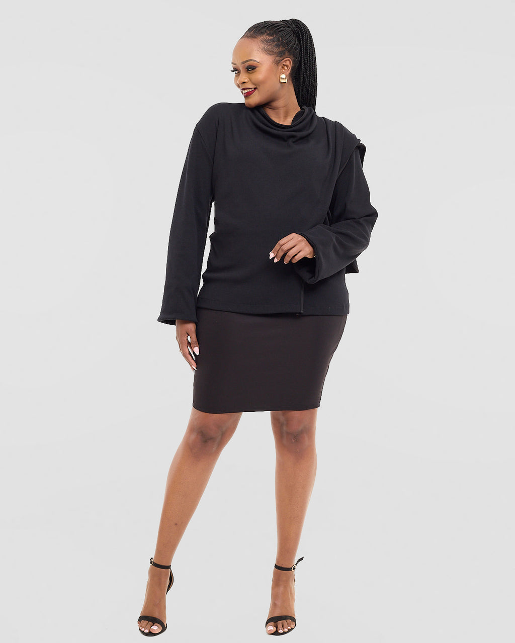 Vector Asymmetric Cardigan- Black