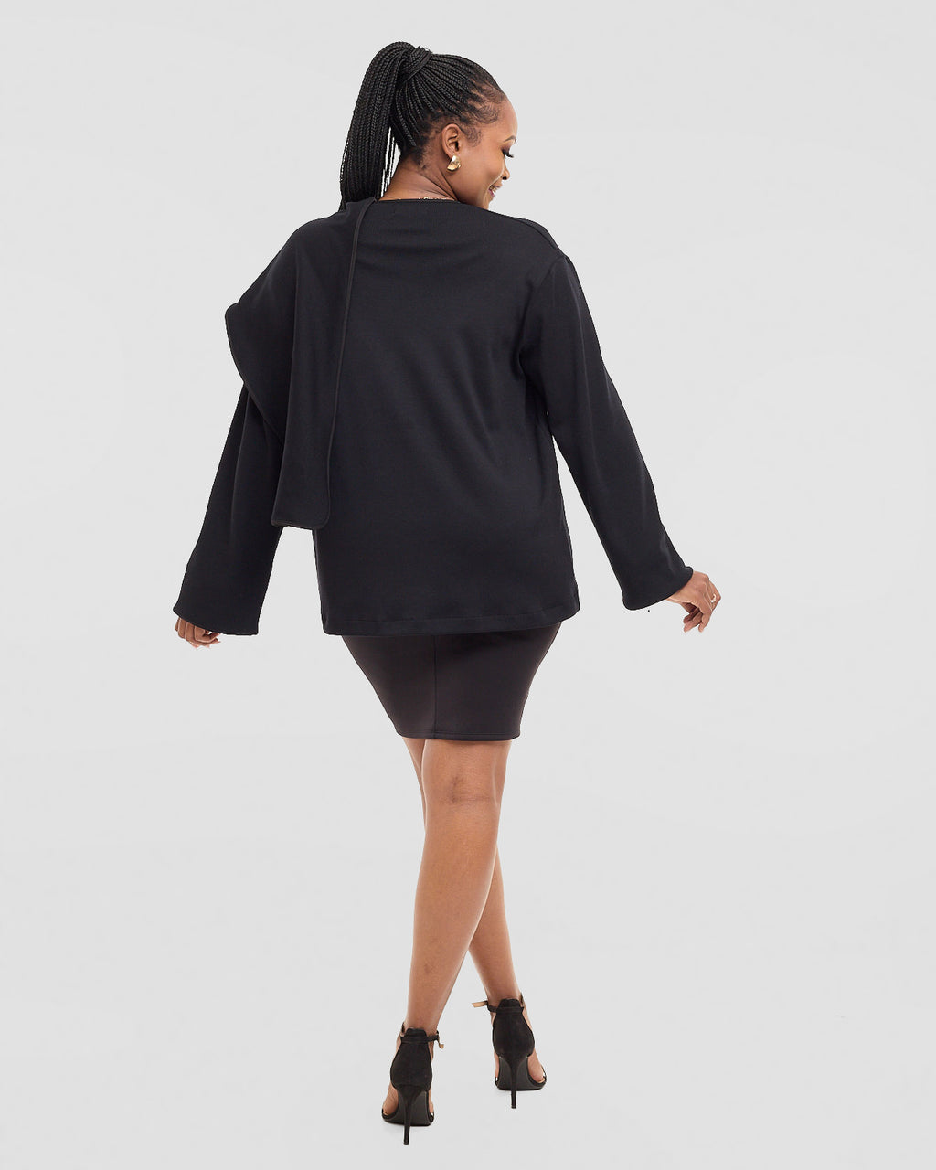 Vector Asymmetric Cardigan- Black